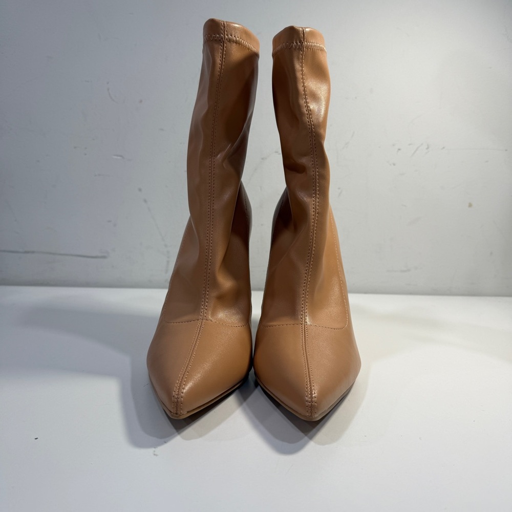 Cape Robbin Heels Beige Tan Pointed Toe Gold Ankle Booties Boots Vice Size 8.5 - Picture 14 of 14